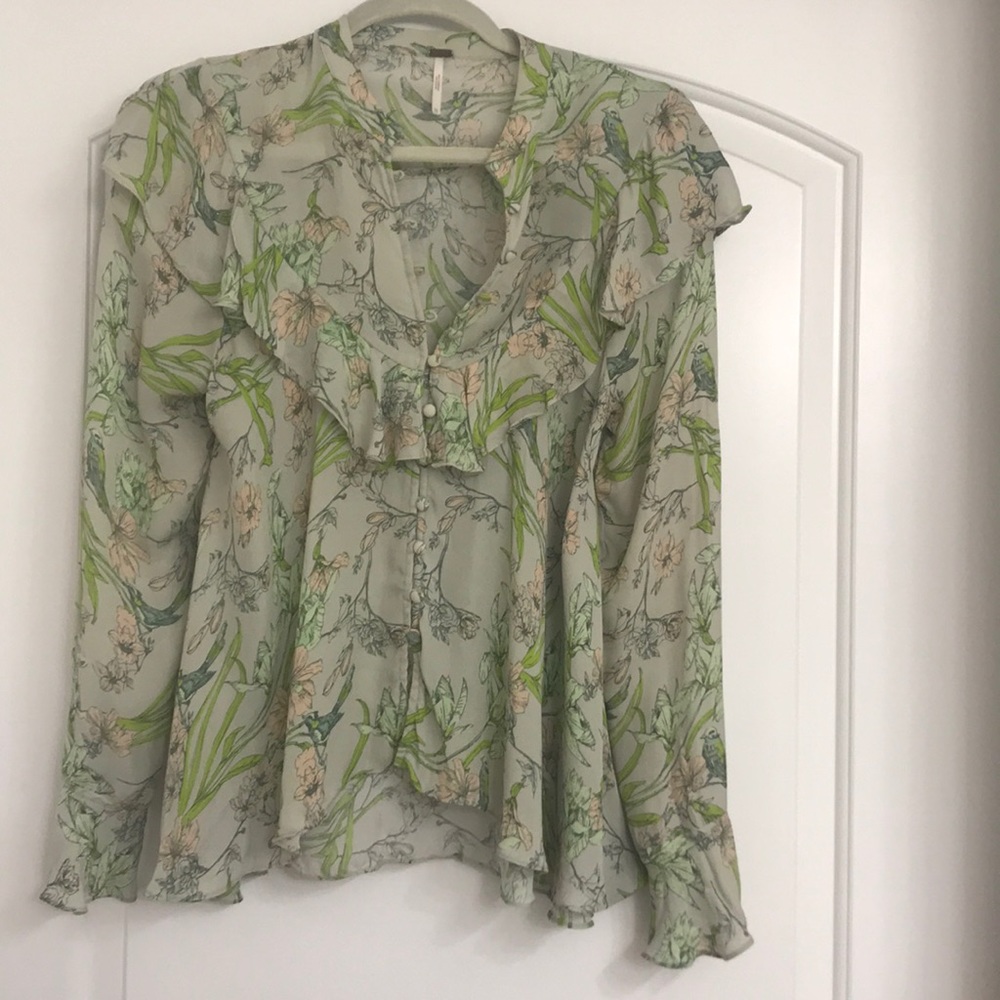Free People flowy floral printed blouse